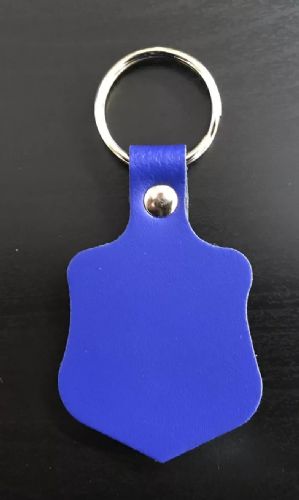 Leather Key Fob / Key Ring - Shield - Various Colours - Qty Options (Royal Blue, 1)